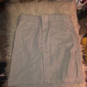 blue and white striped skirt